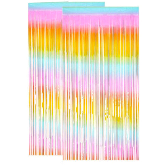 Pastel Rainbow Fringe Curtain Backdrop Set