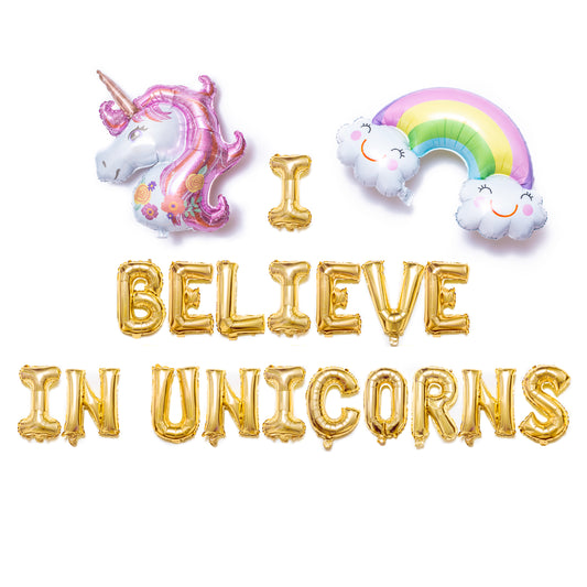 I Believe In Unicorns Foil Balloon Phrase Banner