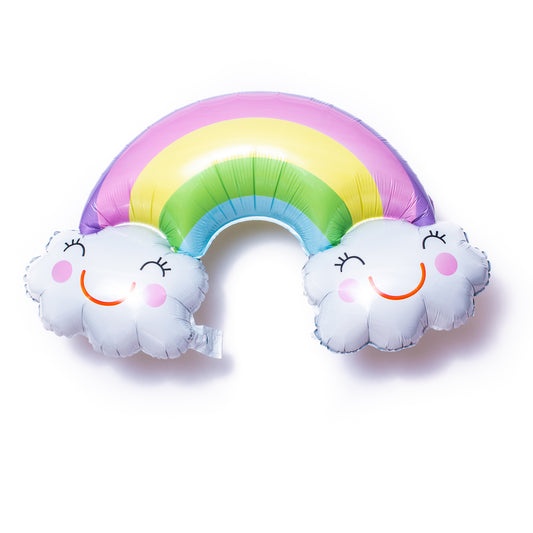 Rainbow with Smiley Clouds Balloon