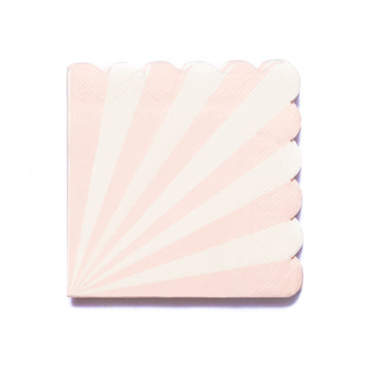 Pink Striped Scalloped Paper Napkin