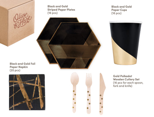 Black and Gold Tabletop Party Pack
